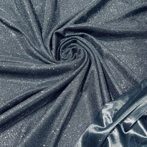 Black Stretch glitter shimmer 58” wide-Glimmer-Sparkling Fabric-Prom-Nightgown-Sold by the yard.