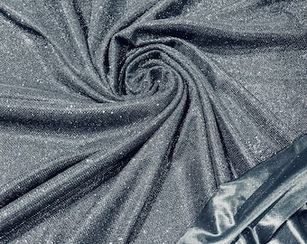 Black Stretch glitter shimmer 58” wide-Glimmer-Sparkling Fabric-Prom-Nightgown-Sold by the yard.