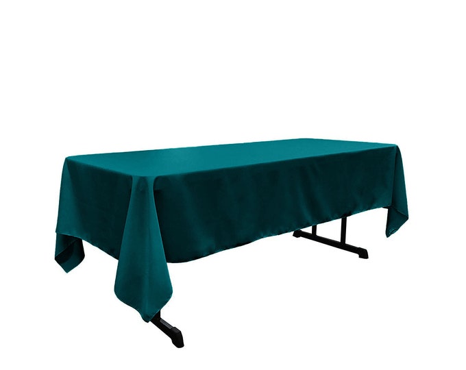 Teal - Rectangular Polyester Poplin Tablecloth / Party supply.