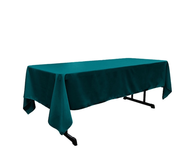 Teal - Rectangular Polyester Poplin Tablecloth / Party supply.