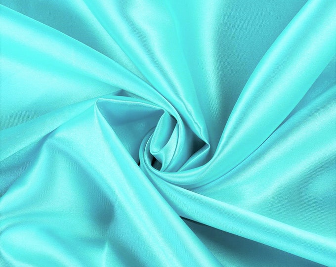 Aqua Green Charmeuse Bridal Solid Satin Fabric for Wedding Dress Fashion Crafts Costumes Decorations Silky Satin 58” Wide Sold By The Yard.