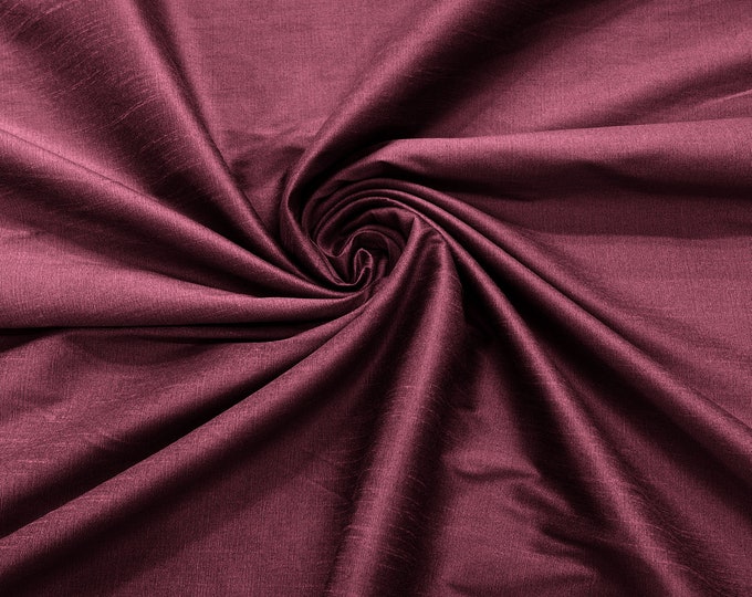 Wine Polyester Dupioni Faux Silk Fabric/ 55” Wide/Wedding Fabric/Home Decor.