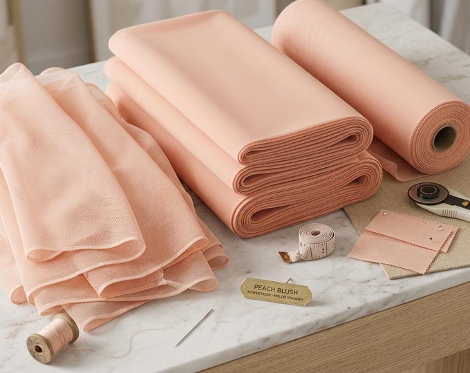 Peach Blush Stretch Power Mesh Fabric 60” Wide | Sheer Nylon Spandex Mesh by Yard | Lingerie, Dancewear & Fashion Fabric