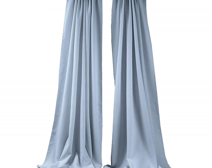 Light Blue 2 Panels Backdrop Drape, All Sizes Available in Polyester Poplin, Party Supplies Curtains.