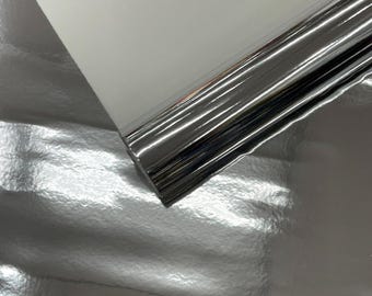 Kromspegelvinyl, silverreflekterande klädseltyg 136 cm brett för hantverk