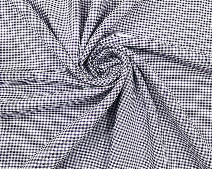 Purple Gingham 1/8” Squares, Polyester Checkered Fabric- Sold by the yard