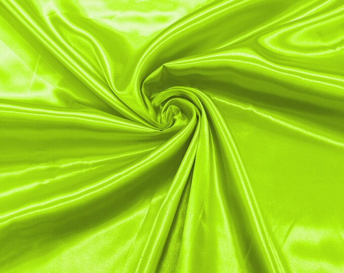 Lime Green - Shiny Charmeuse Satin Fabric for Wedding Dress/Crafts Costumes/58” Wide /Silky Satin
