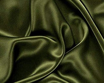 1M olive  green silky sateen shimmer soft dress decorating fabric 58" WIDE 