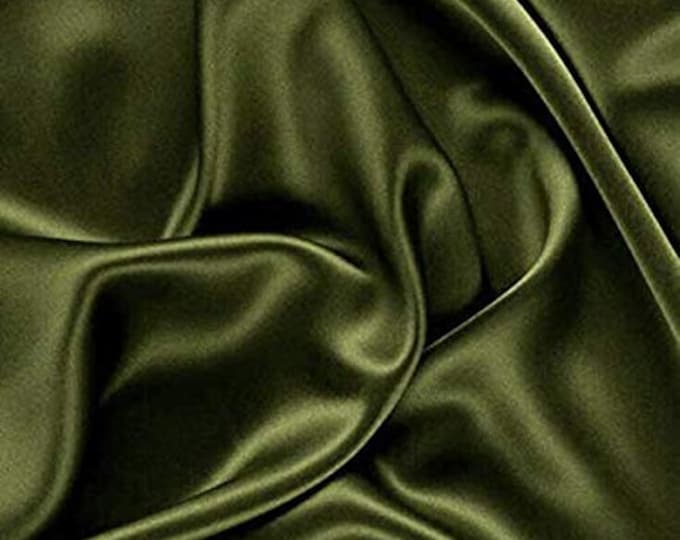 Olive  Light Weight Charmeuse Satin Fabric for Wedding Dress 60" inches wide sold by The Yard.