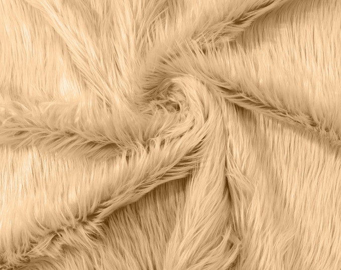Taupe Long Pile Soft Faux Fur Fabric for Fur suit, Cosplay Costume, Photo Prop, Trim, Throw Pillow, Crafts.