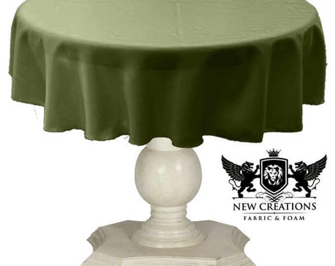 Dark Lime Green Tablecloth Solid Dull Bridal Satin Overlay for Small Coffee Table Seamless.