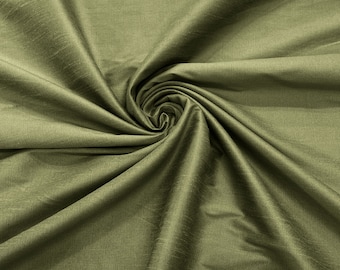 Dark Sage Green Polyester Dupioni Faux Silk Fabric | 55" Wide Wedding, Home Decor.