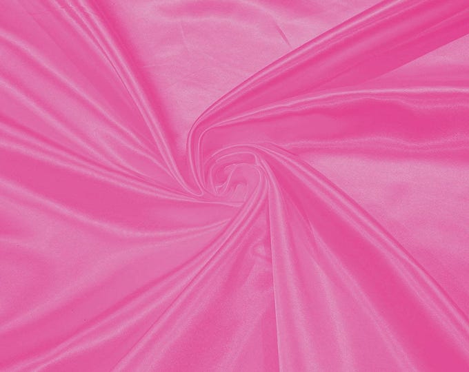 Candy Pink Heavy Shiny Polyester Bridal Satin Fabric 58" Wide | Bridesmaid Dresses| Wedding Fashion.