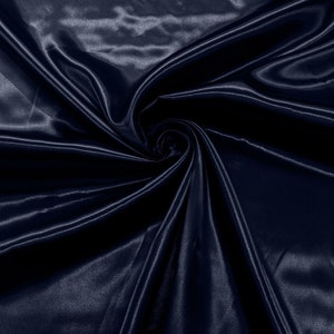 Navy Blue Shiny Charmeuse Satin Fabric for Wedding Dress/Crafts Costumes/58” Wide /Silky Satin image 2