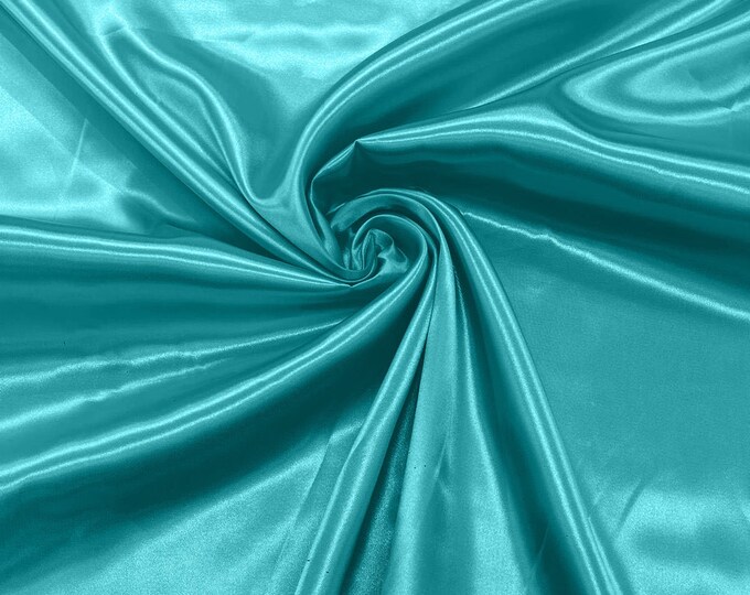 Dark Aqua - Shiny Charmeuse Satin Fabric for Wedding Dress/Crafts Costumes/58” Wide /Silky Satin