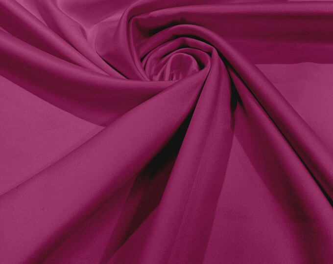 Fuchsia Matte Stretch Lamour Satin Fabric 58" Wide/Sold By The Yard. New Colors