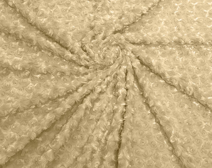 Champagne Minky Swirl Rosebud Plush Fur Fabric| 58" Wide | Apparel.