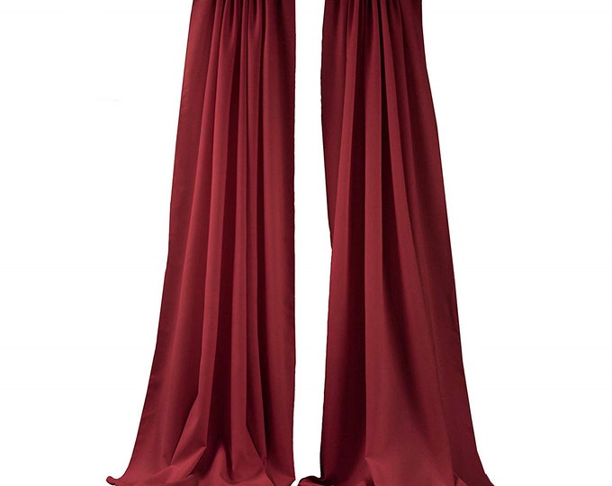 Cranberry 2 Panels Backdrop Drape, All Sizes Available in Polyester Poplin, Party Supplies Curtains.