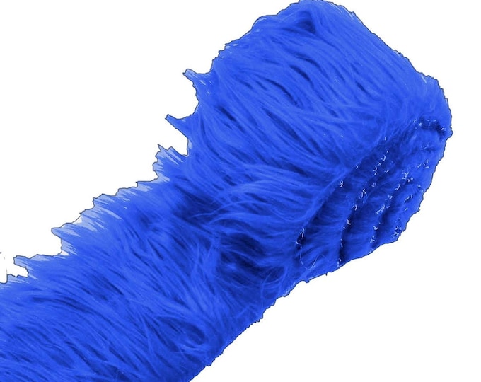 Royal Blue Long Pile Faux Fur Fabric Strip for Costumes, Crafts, and Home Decor