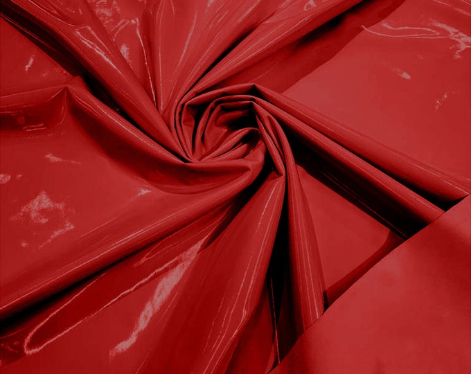 Spandex Shiny Vinyl Fabric (Latex Stretch) - Sold By The Yard - Red