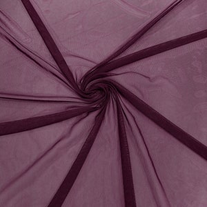Raisin 58/60&quot; Wide Solid Stretch Power Mesh Fabric Spandex/ Sheer See-Though/Sold By The Yard. New Colors