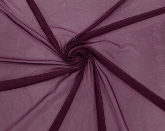 Raisin 58/60" Wide Solid Stretch Power Mesh Fabric Spandex/ Sheer See-Though/Sold By The Yard. New Colors