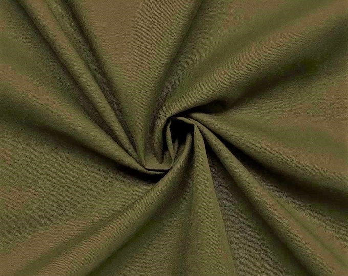 Olive Green 58-59" Wide Premium Light Weight Poly Cotton Blend Broadcloth Fabric Sold By The Yard.