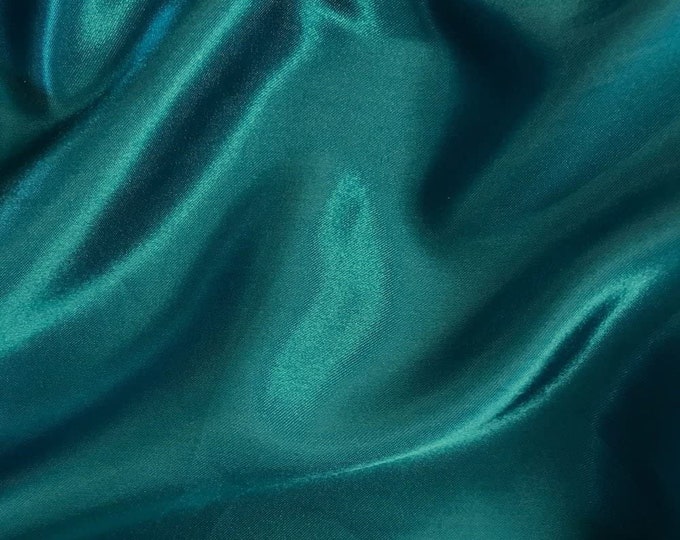 Teal 58-59" Wide - 96 percent Polyester, 4% Spandex Light Weight Silky Stretch Charmeuse Satin Fabric by The Yard.
