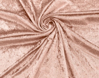 Peach 59 Wide Crushed Stretch Panne Velvet Velour Fabric Sold By The Yard.