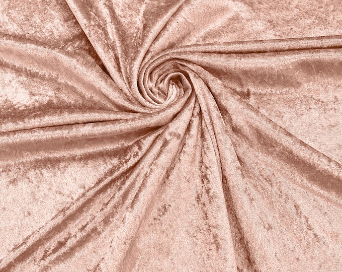 Peach 59 Wide Crushed Stretch Panne Velvet Velour Fabric Sold By The Yard.