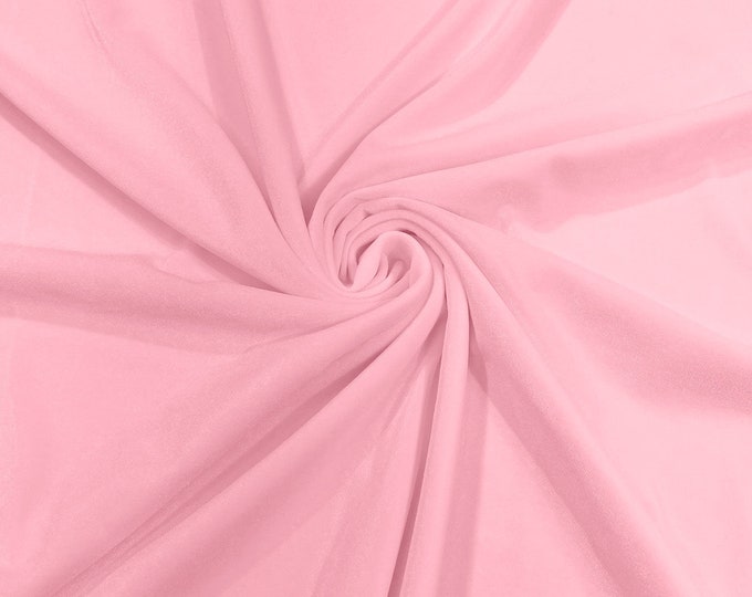 Light Pink 60" Wide 90% Polyester 10 percent Spandex Stretch Velvet Fabric for Sewing Apparel Costumes Craft, Sold By The Yard.