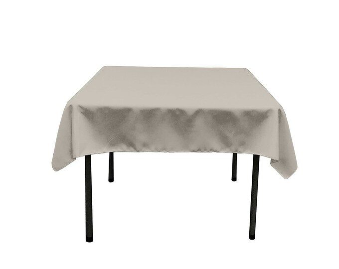 Light Silver Square Polyester Poplin Table Overlay - Diamond. Choose Size Below