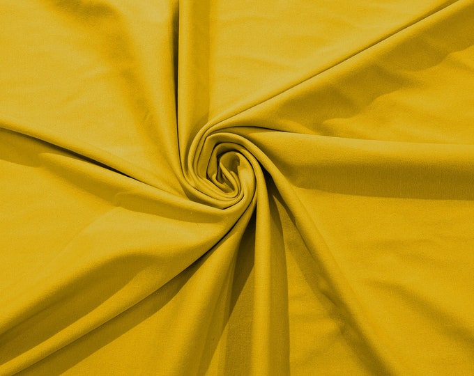 Yellow Stretch Ponte De Roma 320 GSM Knit Poly Rayon Fabric by the Yard.