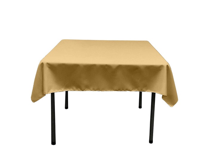 Gold Square Polyester Poplin Table Overlay - Diamond. Choose Size Below
