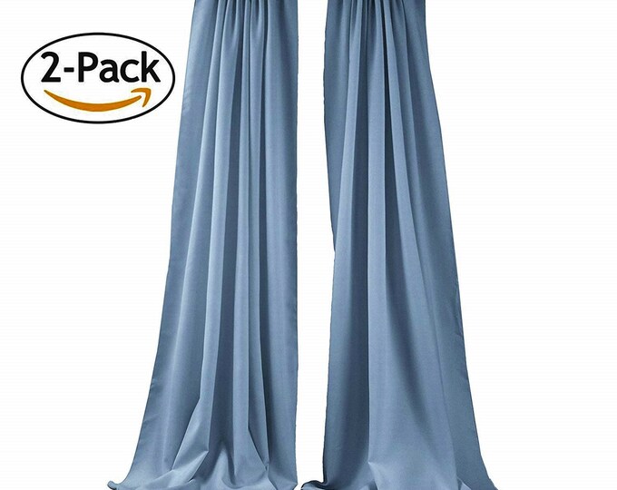 Steel Blue 2 Panels Backdrop Drape, All Sizes Available in Polyester Poplin, Party Supplies Curtains.