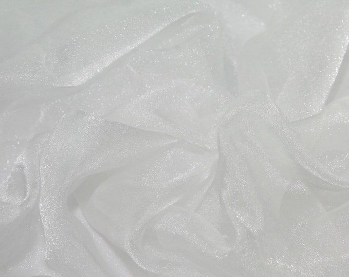 White 58/60" Wide 100% Polyester Soft Light Weight, Sheer, See Through Crystal Organza Fabric Sold By The Yard.