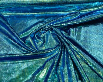 Peacock green Illusion foil Snake design on a stretch velvet fabric-Sold by the yard.