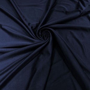 Dark Navy Blue Shiny Milliskin Nylon Spandex Fabric 4 Way Stretch 58&quot; Wide Sold by The Yard
