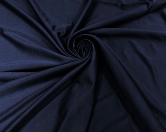 Dark Navy Blue Shiny Spandex Fabric 58" Wide| 4-Way Stretch Nylon, Swim & Costume.