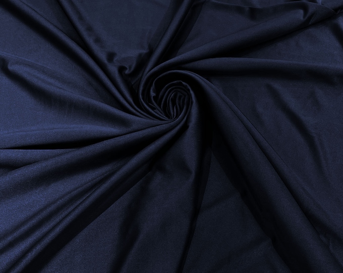 Dark Navy Blue Shiny Milliskin Nylon Spandex Fabric 4 Way Stretch 58" Wide Sold by The Yard