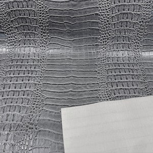 Grijze 53/54&quot; brede Gator nep lederen bekleding, 3D krokodillenleer textuur kunstleer PVC vinyl stof Verkocht op maat gesneden.