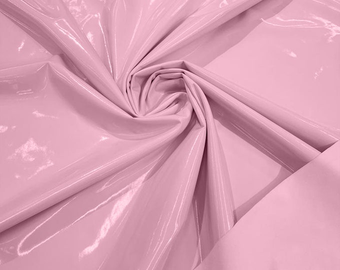 Spandex Shiny Vinyl Fabric (Latex Stretch) - Sold By The Yard - Pink