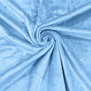 Baby Blue Solid Smooth Minky Fabric for Quilting, Blankets, Baby & Pet Accessories, Pillows, Throws, Clothes, Stuffed Toys, Costume, Crafts.