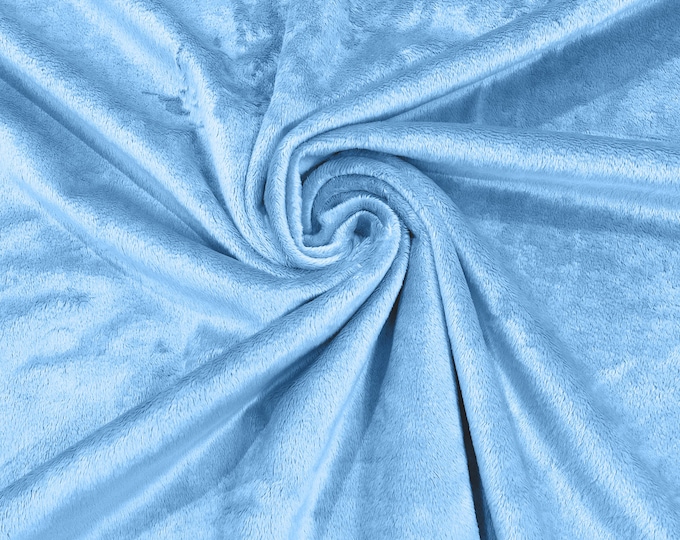 Baby Blue Solid Smooth Minky Fabric for Quilting, Blankets, Baby & Pet Accessories, Pillows, Throws, Clothes, Stuffed Toys, Costume, Crafts.