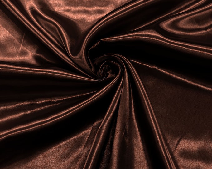 Brown - Shiny Charmeuse Satin Fabric for Wedding Dress/Crafts Costumes/58” Wide /Silky Satin