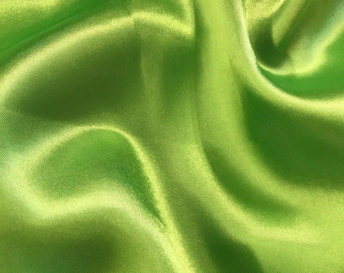 Lime Green Light Weight Charmeuse Satin Fabric for Wedding Dress 60" inches wide sold by The Yard.