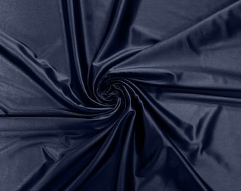 Navy Blue Heavy Shiny Satin Stretch Spandex Fabric | 58 Inches Wide for Prom.