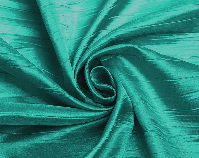 Teal Green - Crushed Taffeta Fabric - 54" Width - Creased Clothing Decorations Crafts - Sold By The Yard