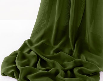 Olive Green 5 Yards Chelsea Wool Dobby Chiffon Fabric/58" Wide Sheer Fabric/Solid Color Draping Fabric for Wedding Party Easter Backdrop.