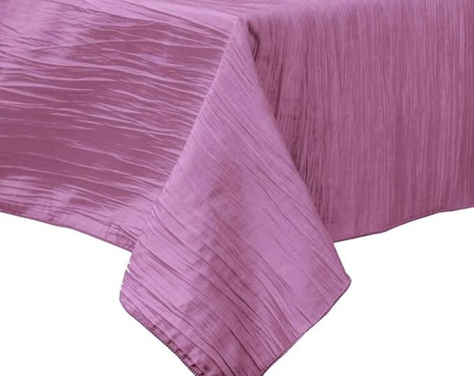 Dusty Rose Square Light Weight Accordion Design Crushed Taffeta Seamless Table Overlay